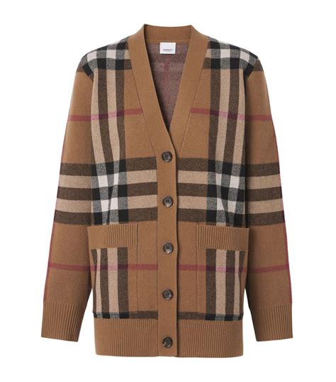 burberry plaid cardigan womens|burberry check cashmere cardigan.